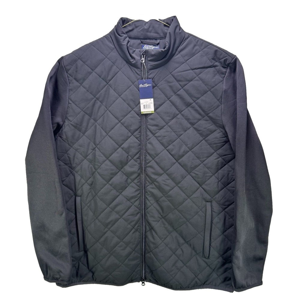 Ben Hogan Performance Golf Jacket Mens Black Quilted Layering Full Zip NWT